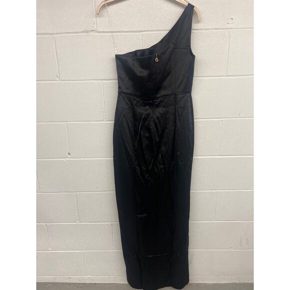NWT Nookie Sz L Virtue Black One Shoulder Thigh High Slit Evening Cocktail Gown - Picture 5 of 6